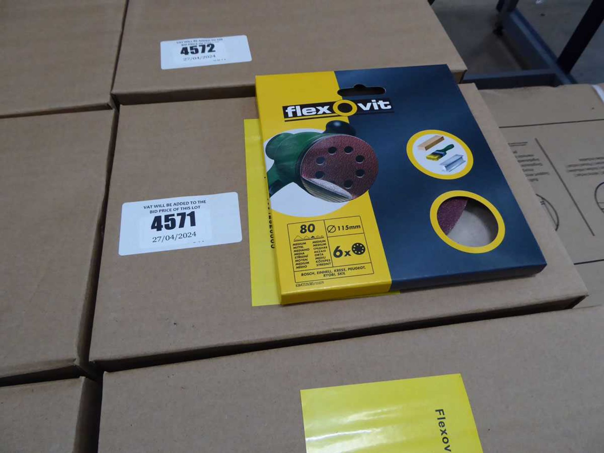 +VAT 4 x boxes of Flexovit 115mm 80 grit sanding disks