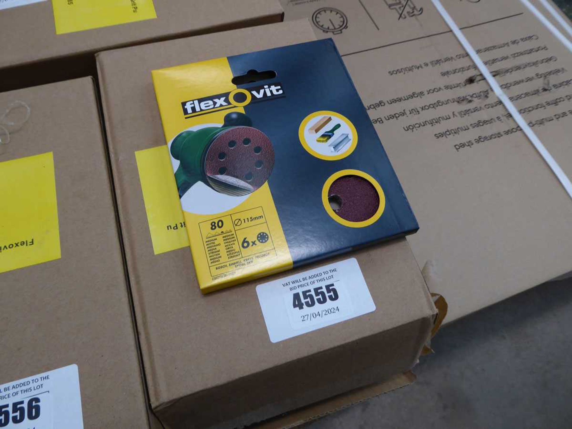 +VAT 4 x boxes of Flexovit 115mm 80 grit sanding disks