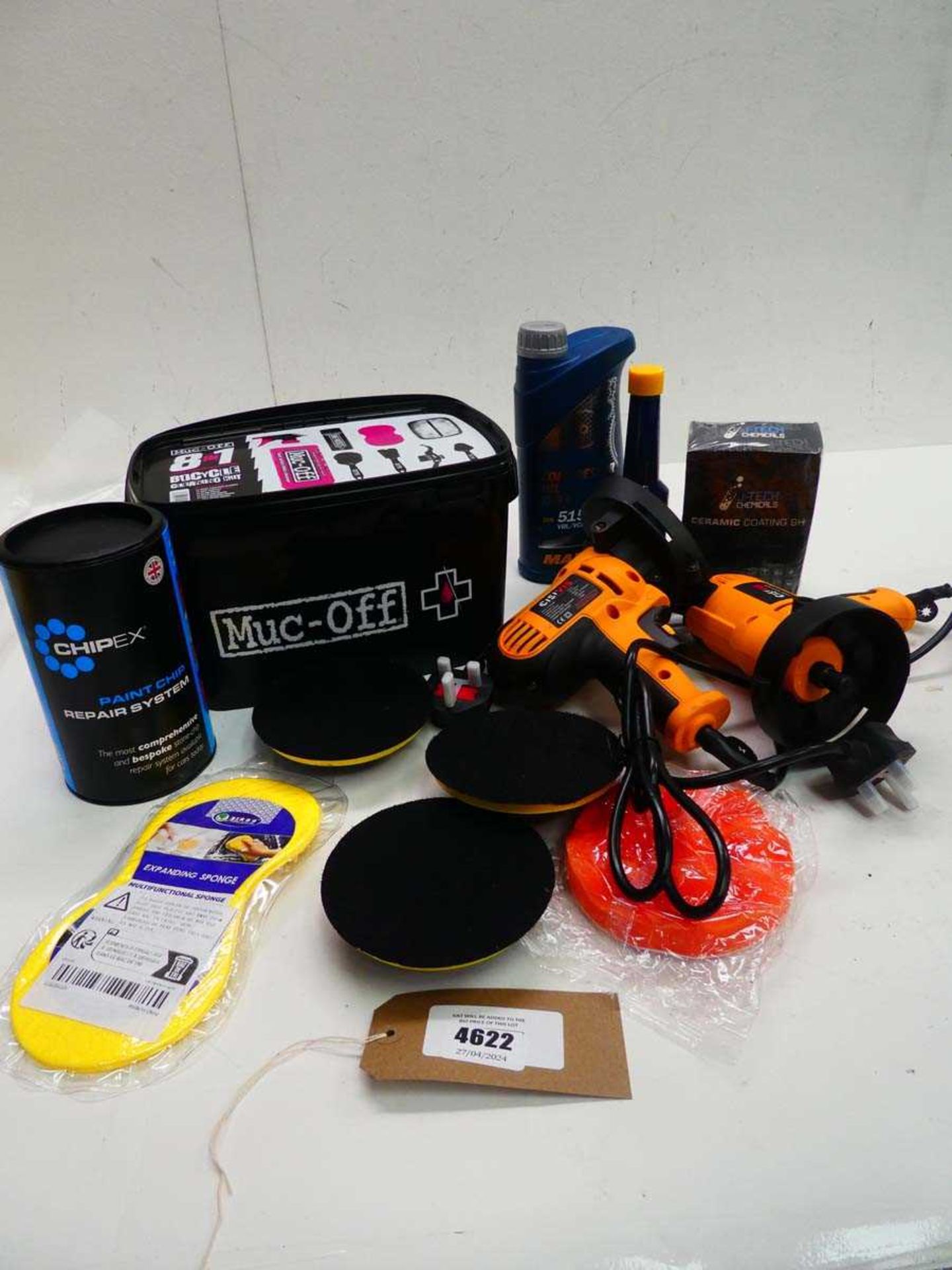 +VAT Car polishers, Muc-Off car cleaning kit, paint chip repair system and other related items