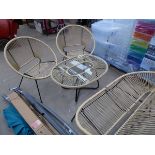 String 4 piece garden set consisting of 2 seater bench, 2 chairs and a glass topped coffee table