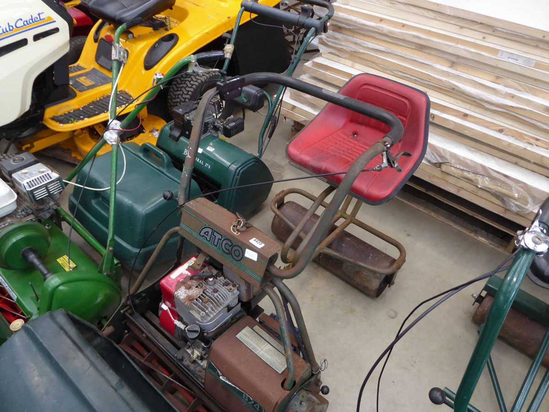 Atco Royal B24 petrol powered cylinder mower with rear roller and seat - Image 2 of 2