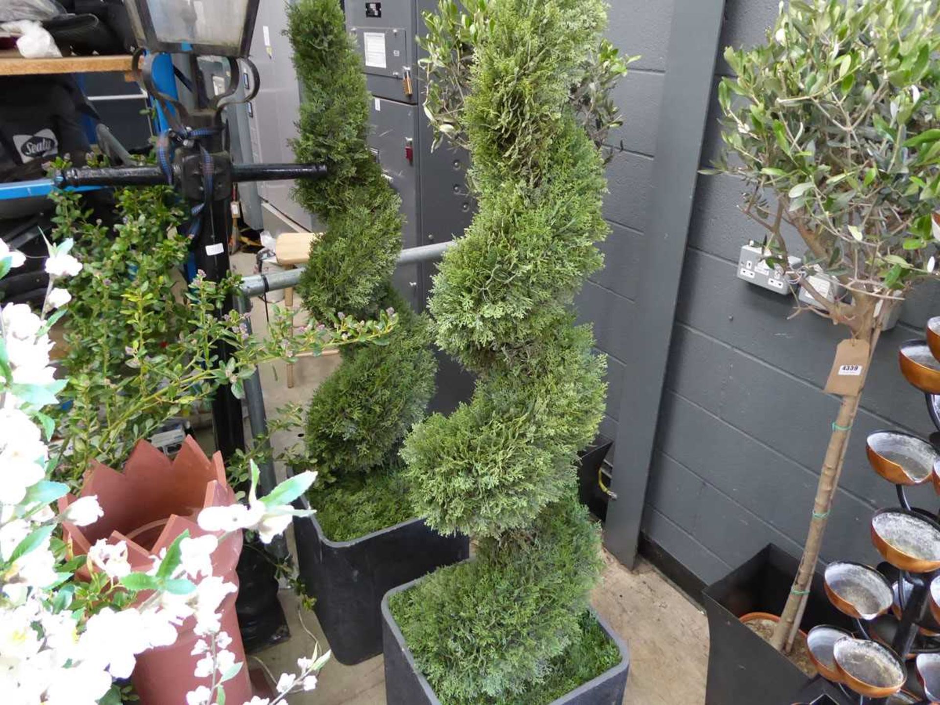 +VAT 2 artificial spiral leylandii plants