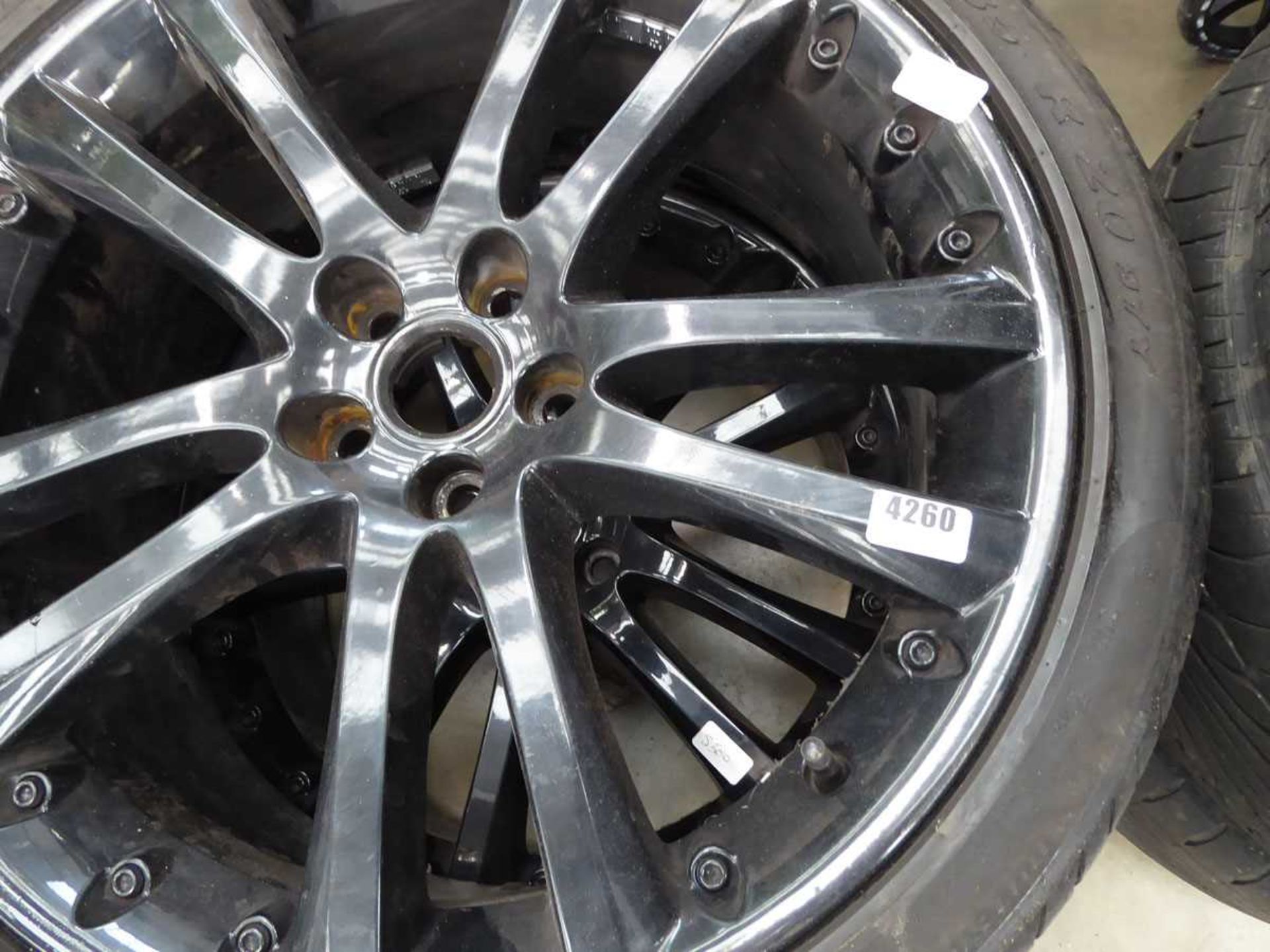 2 x large black alloy wheels and tyres, size 255x35x20 - Image 2 of 2