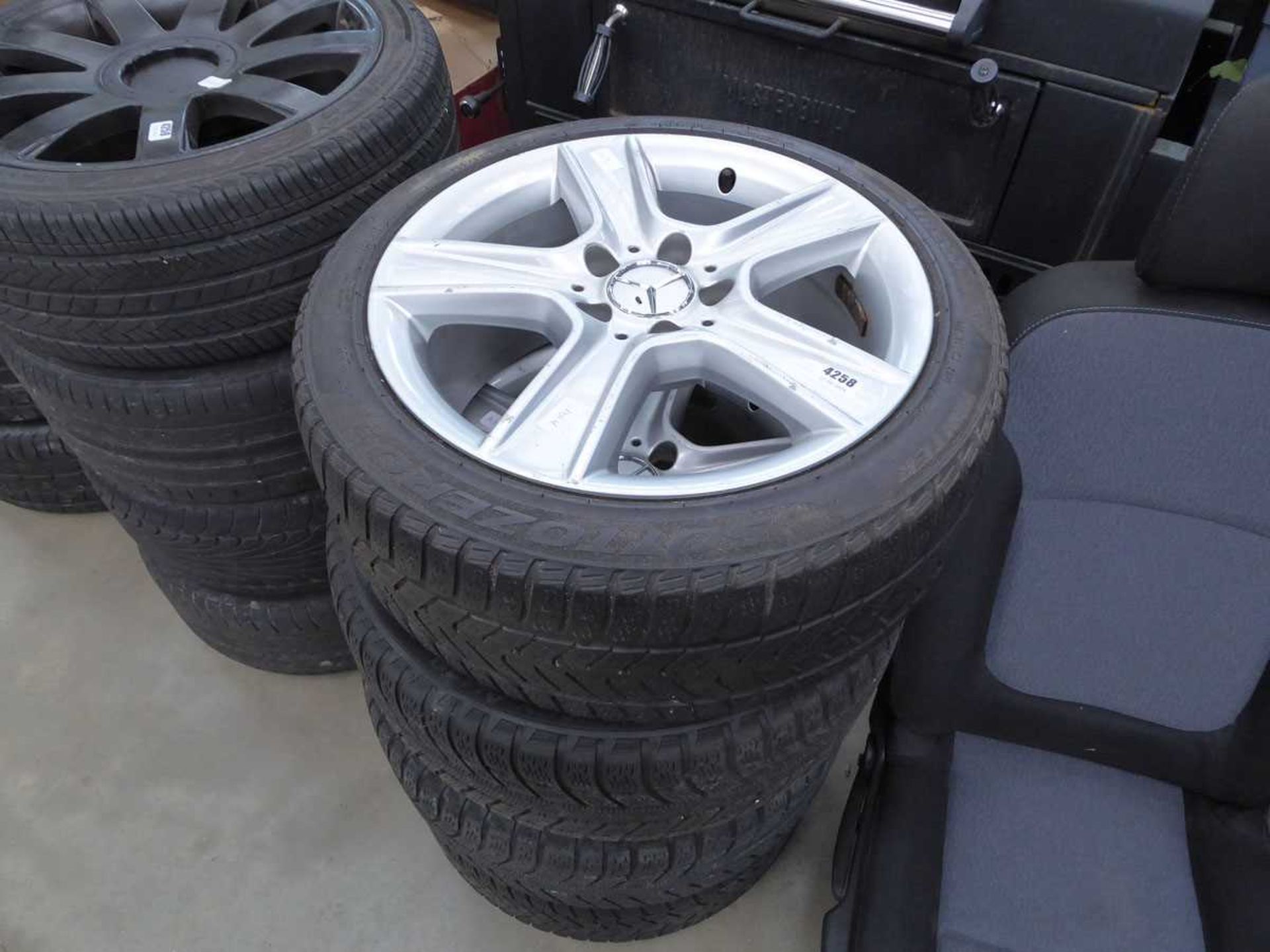 4 x Mercedes alloy wheels and tyres, size 225x45x17