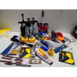 +VAT Various tooling to include snow foam guns, hammer, hole cutters, freud blade, tool chargers,