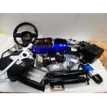 +VAT Box of various car parts to include steering wheel, air bag module, entertainment systems,