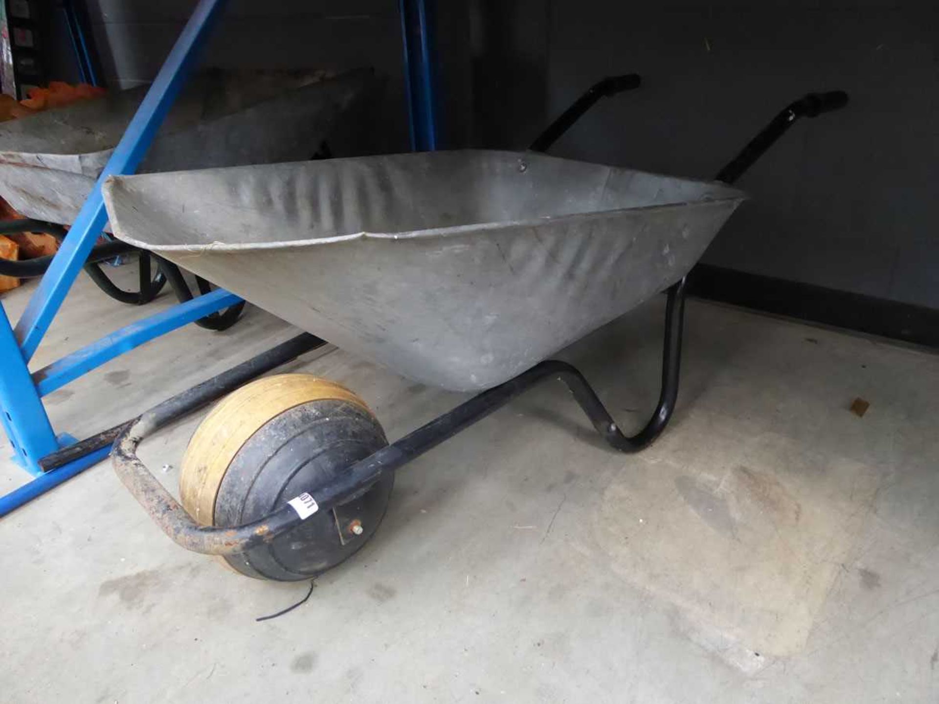 Galvanised wheelbarrow with ball wheel
