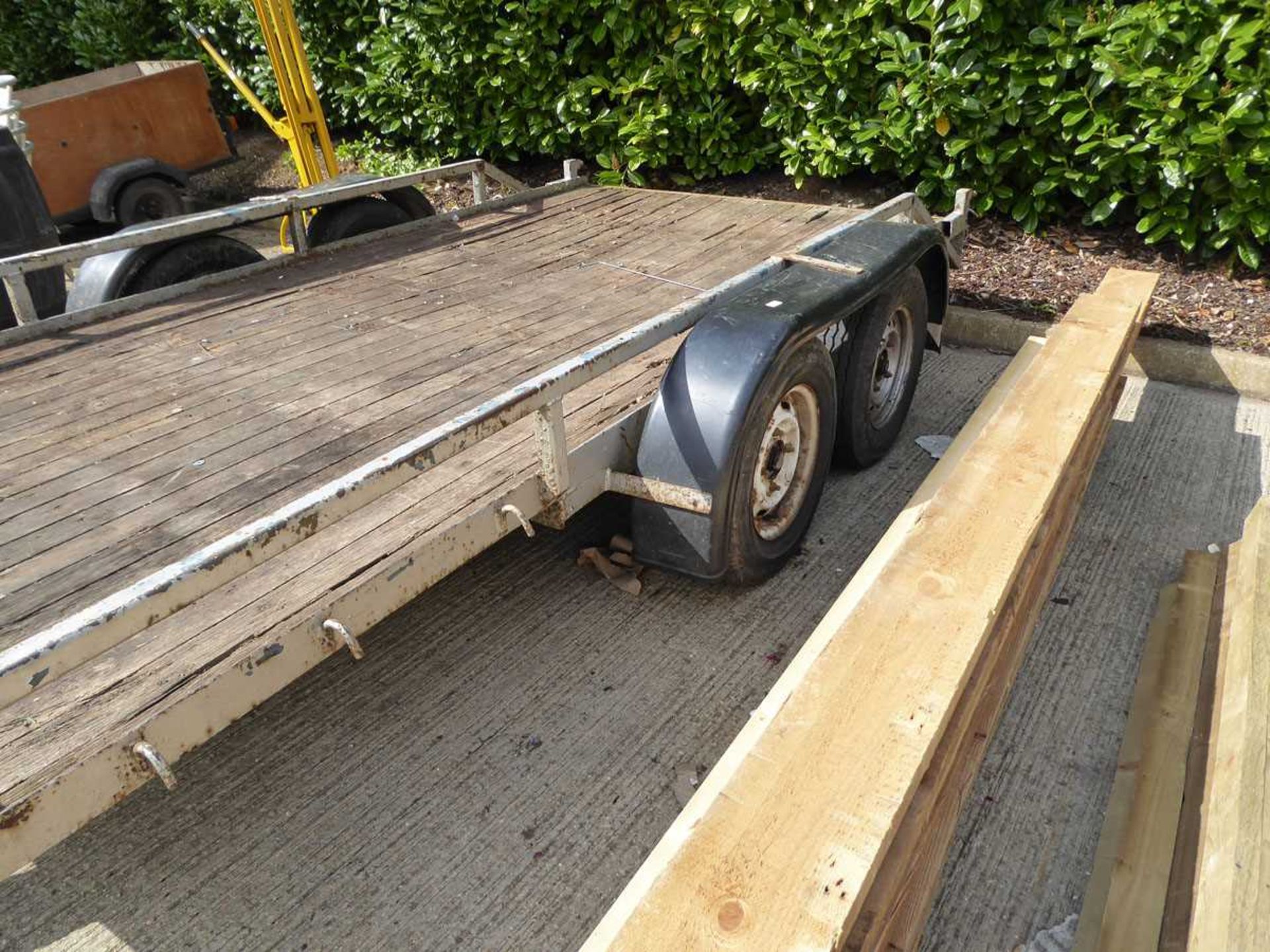 Double axle large car trailer with hand winch - Image 3 of 3
