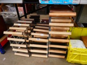 5 metal and wooden wine racks