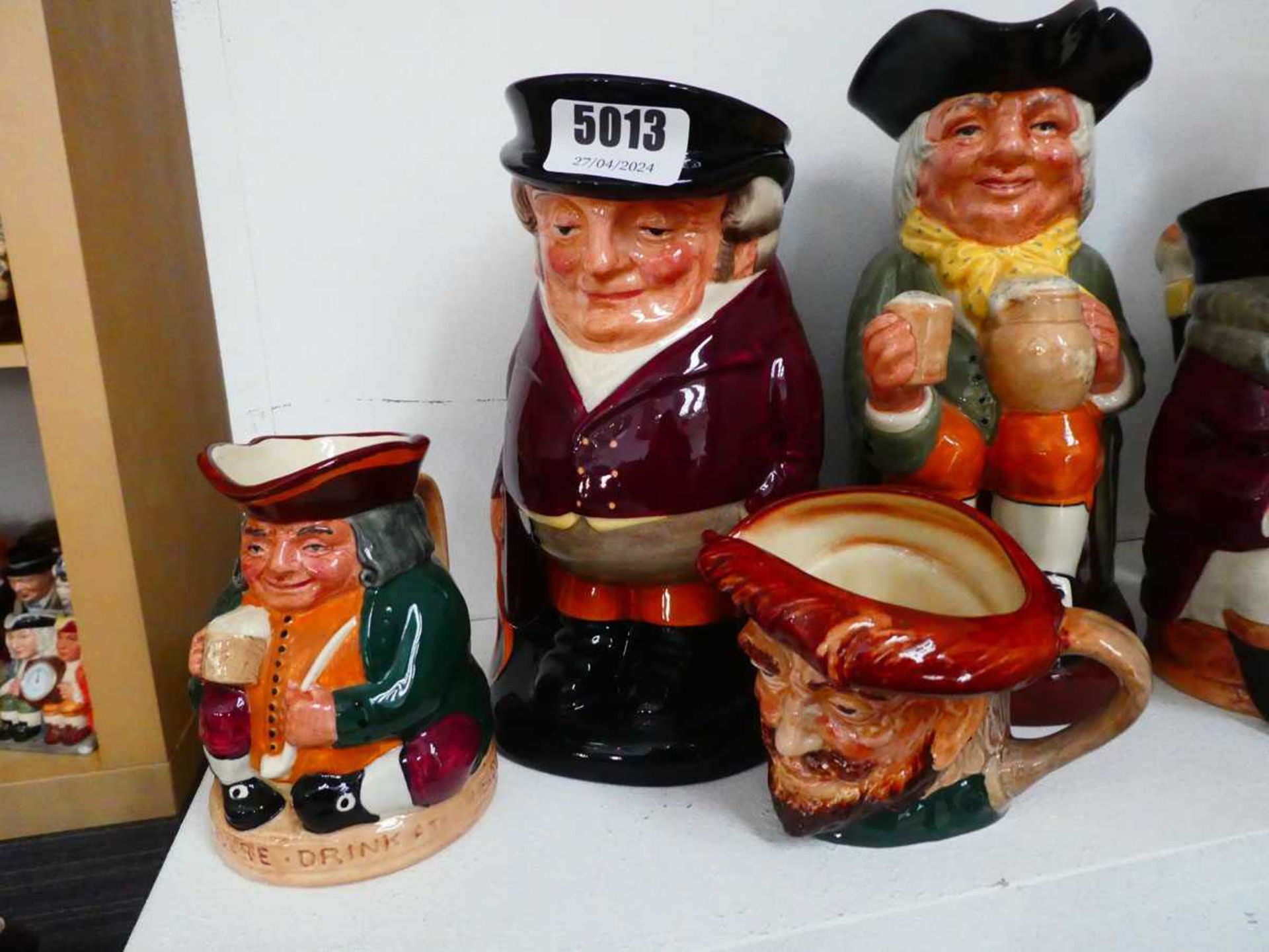 6 various sized Character Jugs, to include kneeling Francis Drake, the Huntsman etc. - Image 2 of 2