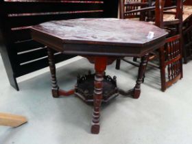 Oak octagonal side table with second tier