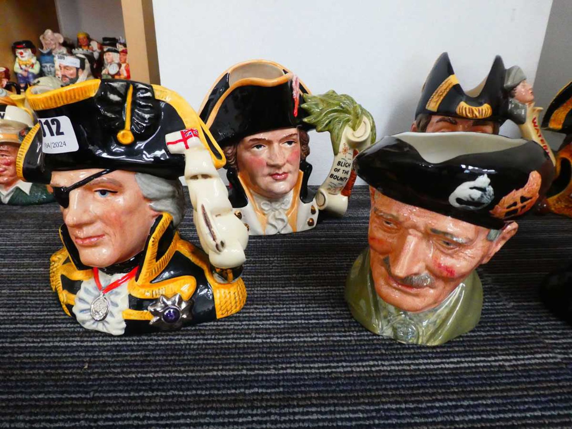 7 large Character Jugs depicting historical figures, to include Montgomery, Winston Churchill, - Image 2 of 3