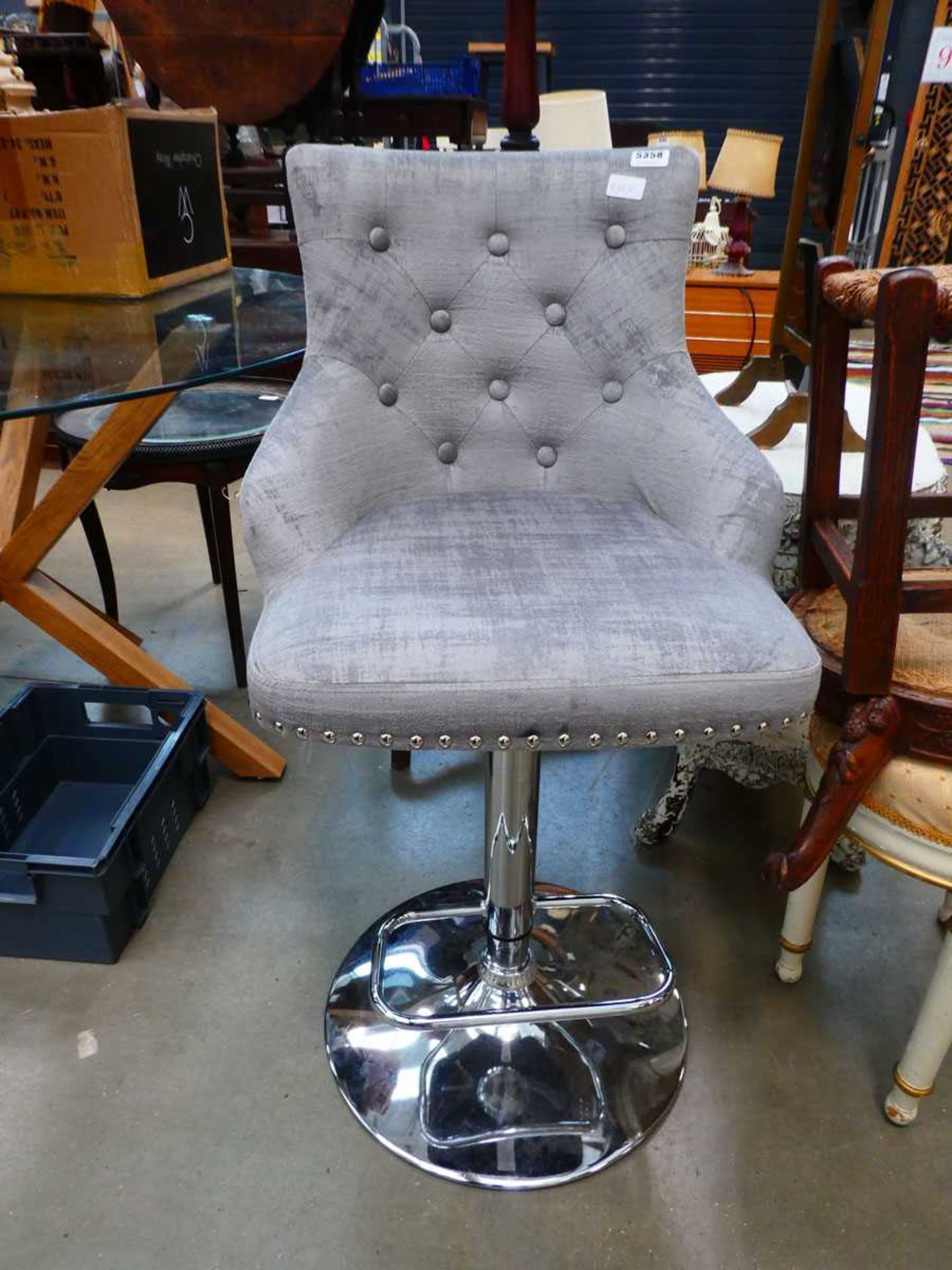 Grey button back swivel chair