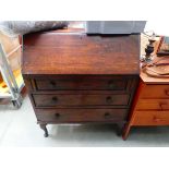 Oak fall front bureau with 3 drawers under