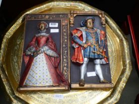 Two resin wall plaques - Henry VIII and a wife