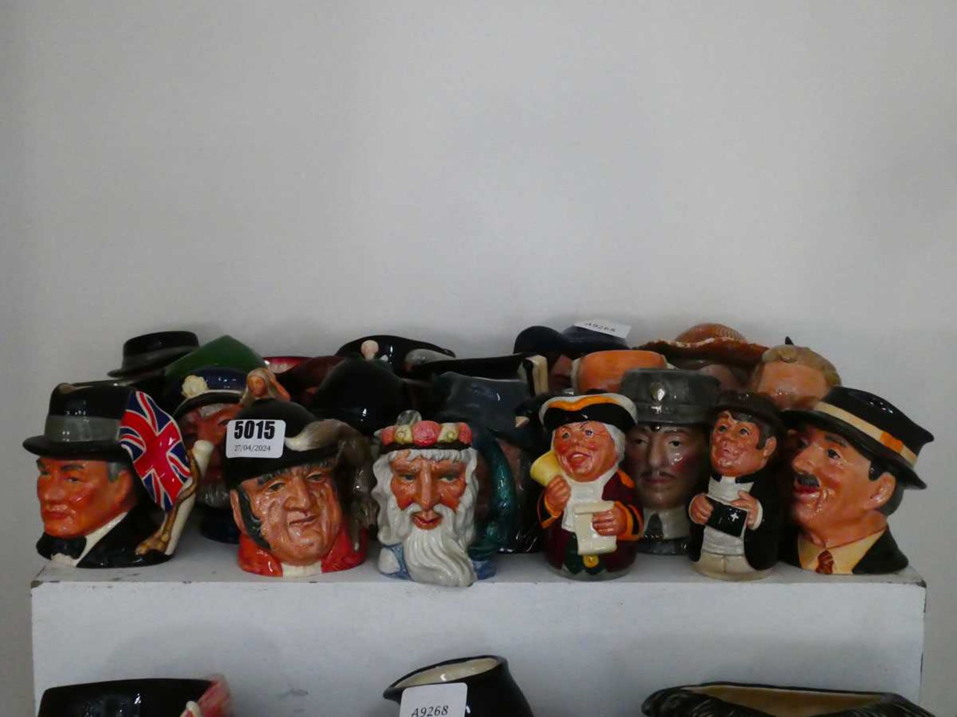 Approx. 20 small Character Jugs, to include Mr. Pickwick, a huntsman, Winston Churchill etc.