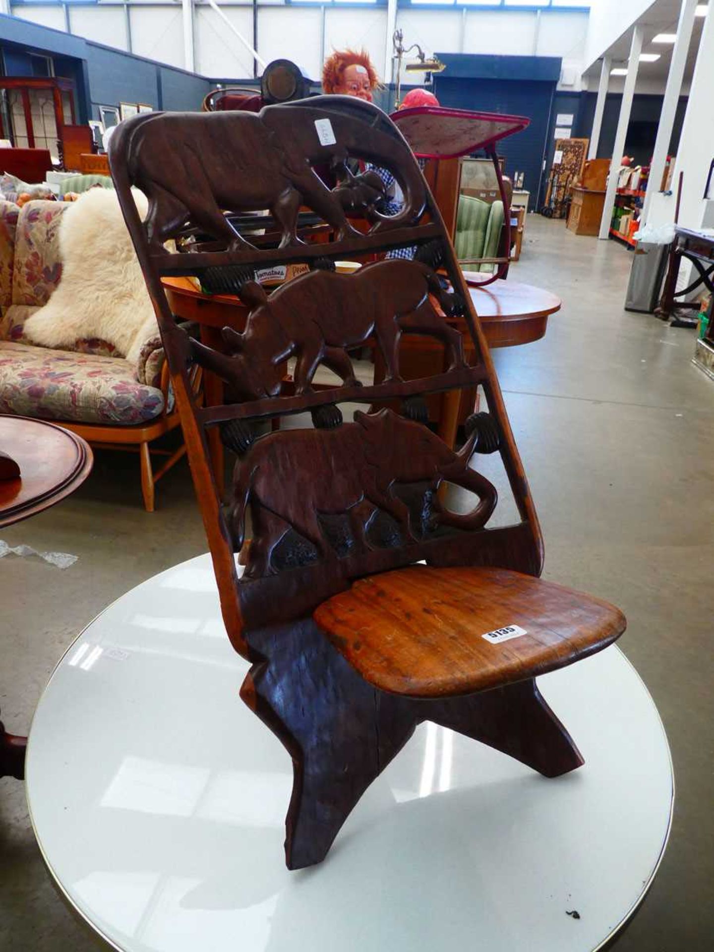Carved African birthing chair