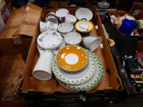 3 boxes of clover and floral patterned crockery