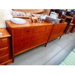 Pair of teak chests of two over two drawers width - 42", depth 18", height 31.5" approx