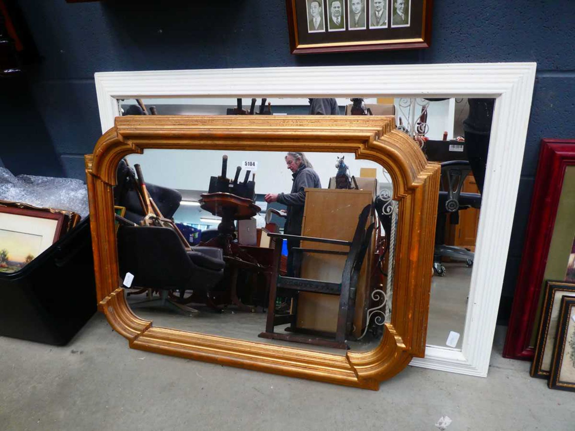 Two mirrors in gilt and cream frames