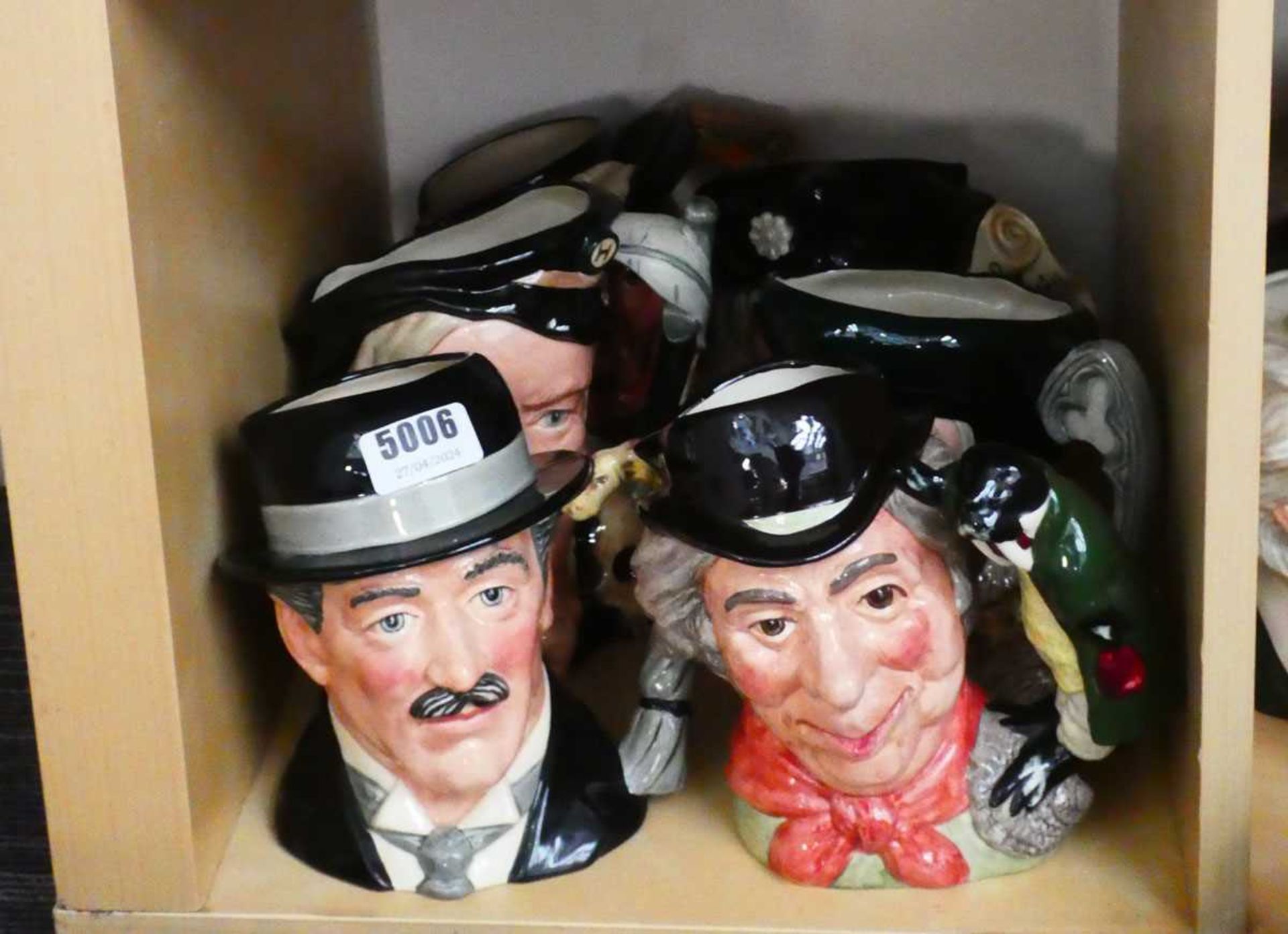 6 large character jugs to include Sir Thomas More, The Walrus and the Carpenter, City Gentleman, and