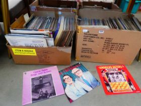 4 x boxes containing vinyl records mainly rock, pop and easy listening