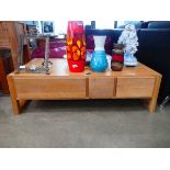 Contemporary oak 3 drawer coffee table