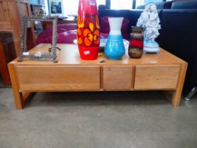 Contemporary oak 3 drawer coffee table