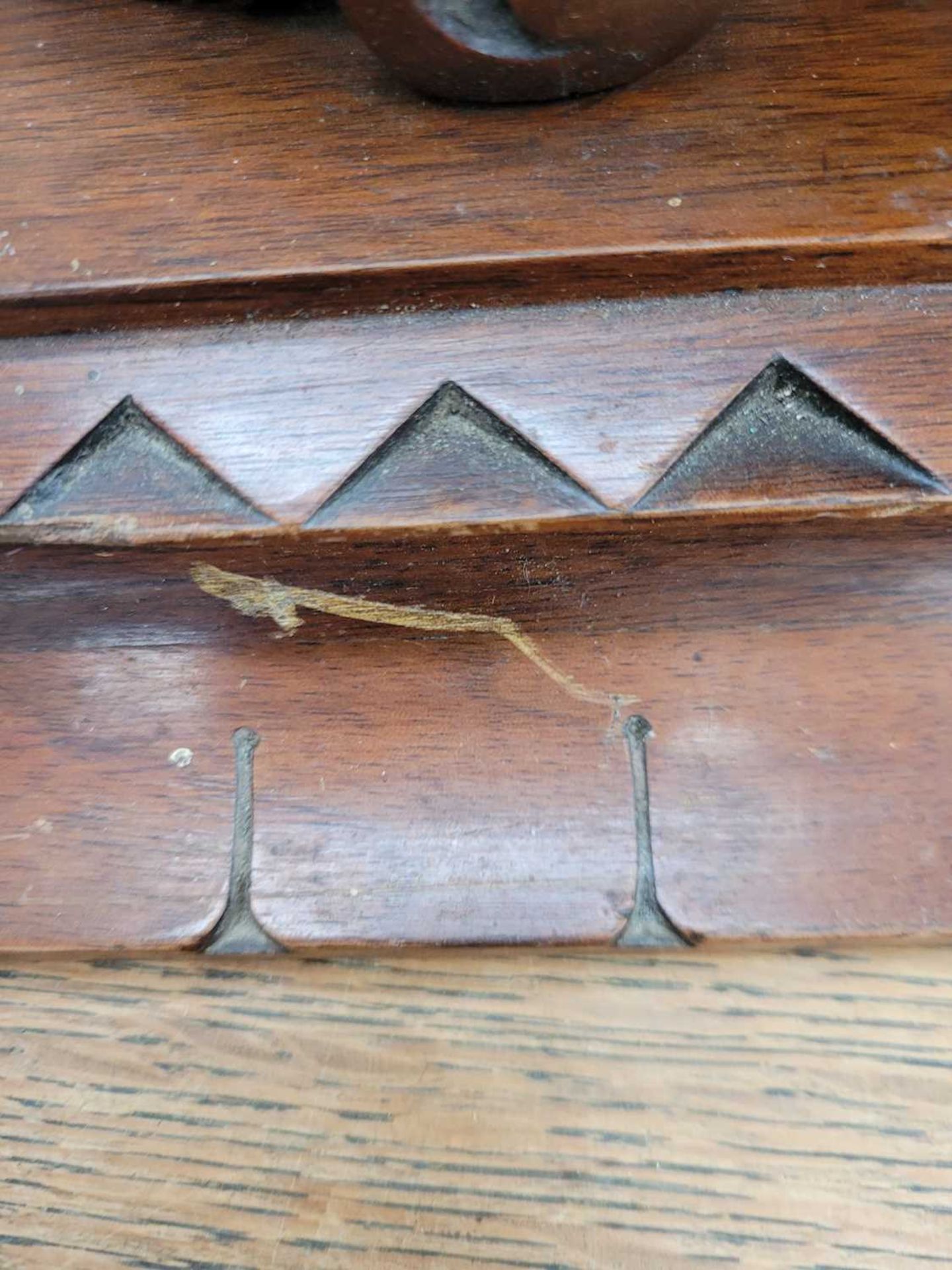 (5) Mantel clock with carved frame and barometer under Few minor chips to base - Image 5 of 5