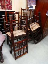 4 x pad footed beech chairs with rush seats