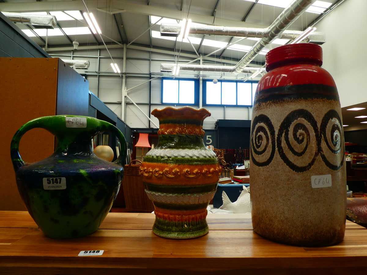 Three studio pottery vase