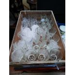 Quantity of crystal and other wine glasses and vases