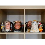 Various large Character Jugs depicting Kings and Queens of Britain, to include Queen Victoria,