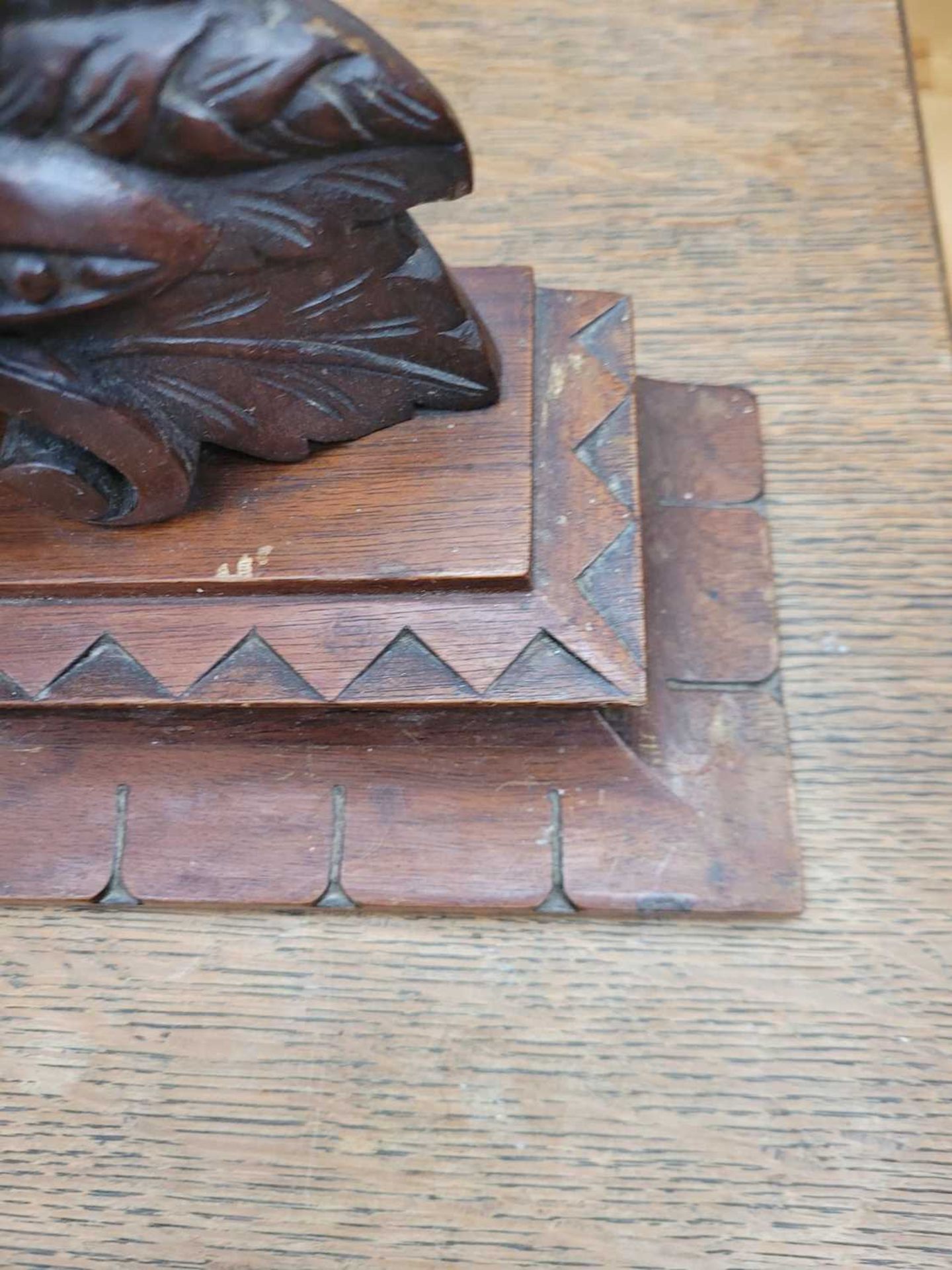 (5) Mantel clock with carved frame and barometer under Few minor chips to base - Image 2 of 5