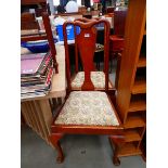 Two Queen Anne style dining chairs with drop in seats