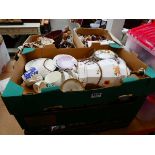3 boxes of floral patterned and other crockery plus general china