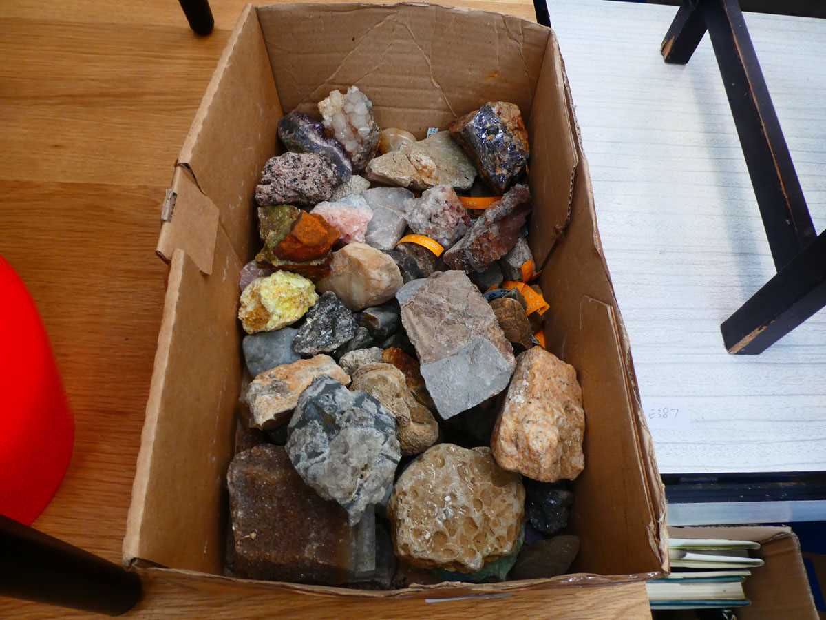 Box containing mineral and rock samples