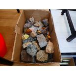 Box containing mineral and rock samples