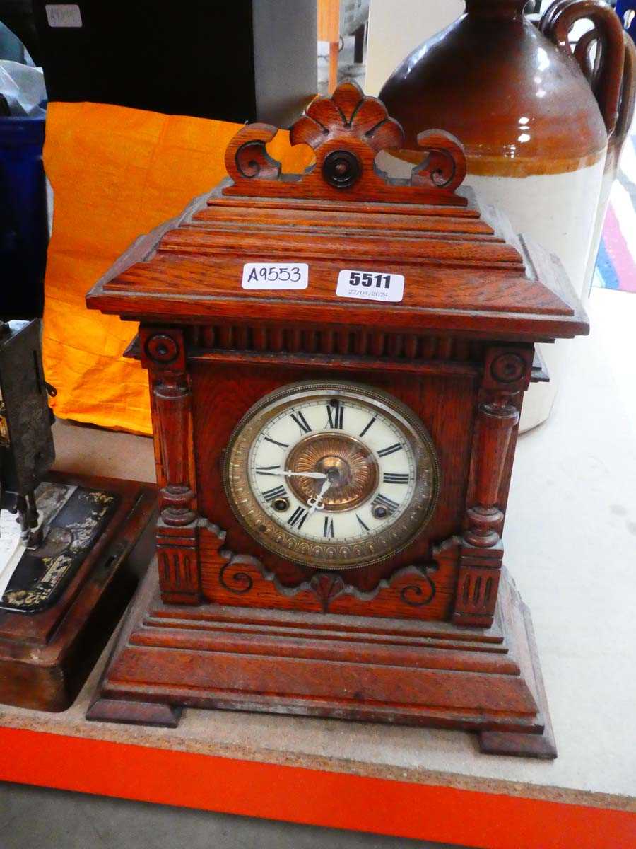 Bracket clock in oak case