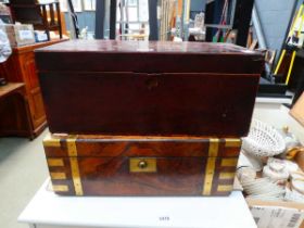 2 Victorian writing slopes Top box has a lot of damage as shown in photos, brass bound slope in