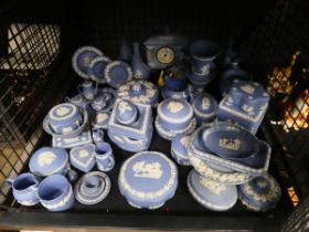 Cage containing large collection of jasperware