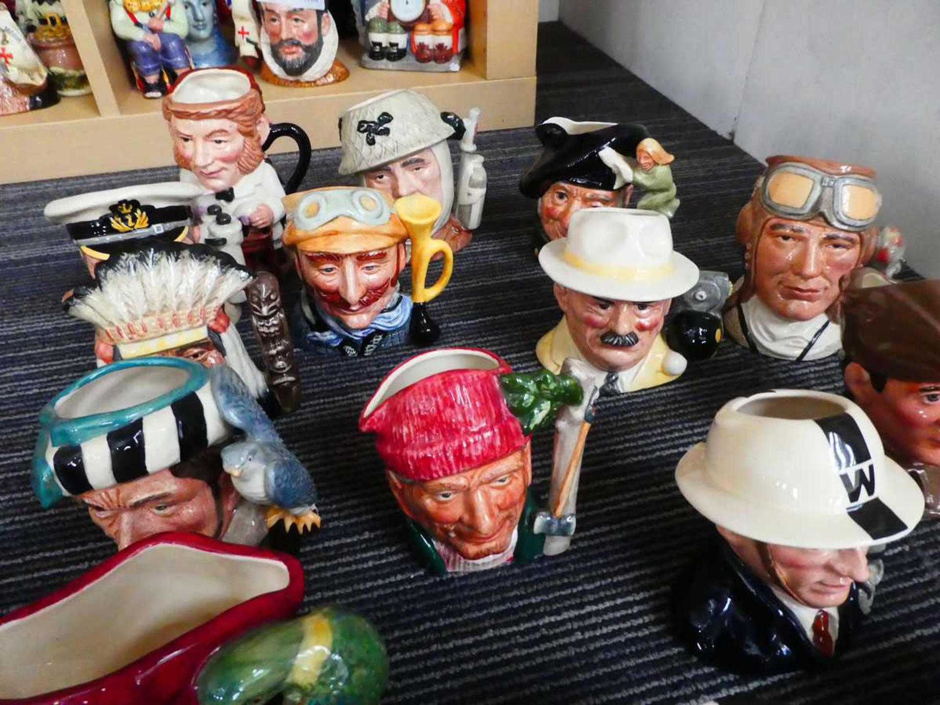 Approx. 21 small Character Jugs depicting Falstaff, policeman, wizard, air raid warden, soldier of - Image 2 of 3