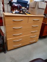 Beech finished chest of two over four drawers