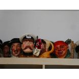 Six large Character Jugs, to include Quasimodo, Lord Kitchener etc.