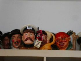 Six large Character Jugs, to include Quasimodo, Lord Kitchener etc.