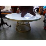 Metal and faux marble circular coffee table