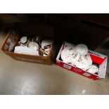 2 boxes of Royal Albert Trigo patterned crockery plus 3 Coalport strawberry patterned dishes