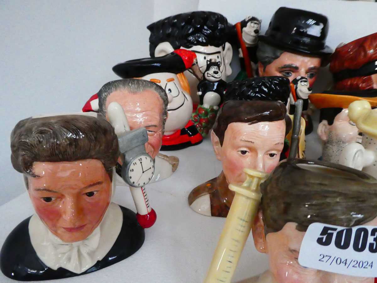 15 various sized character jugs depicting Comic figures to include Carry On characters, Charlie - Image 2 of 3