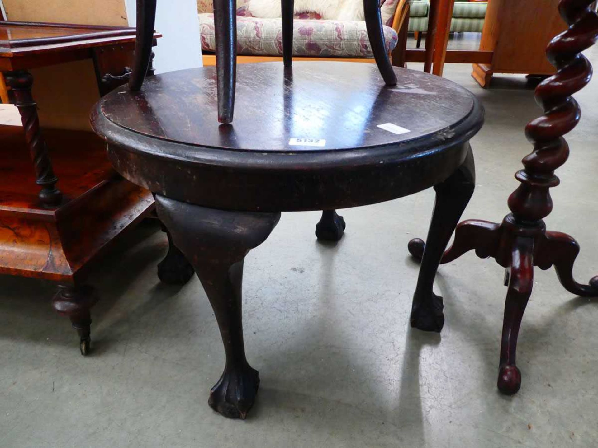 Oak side table of ball and claw supports