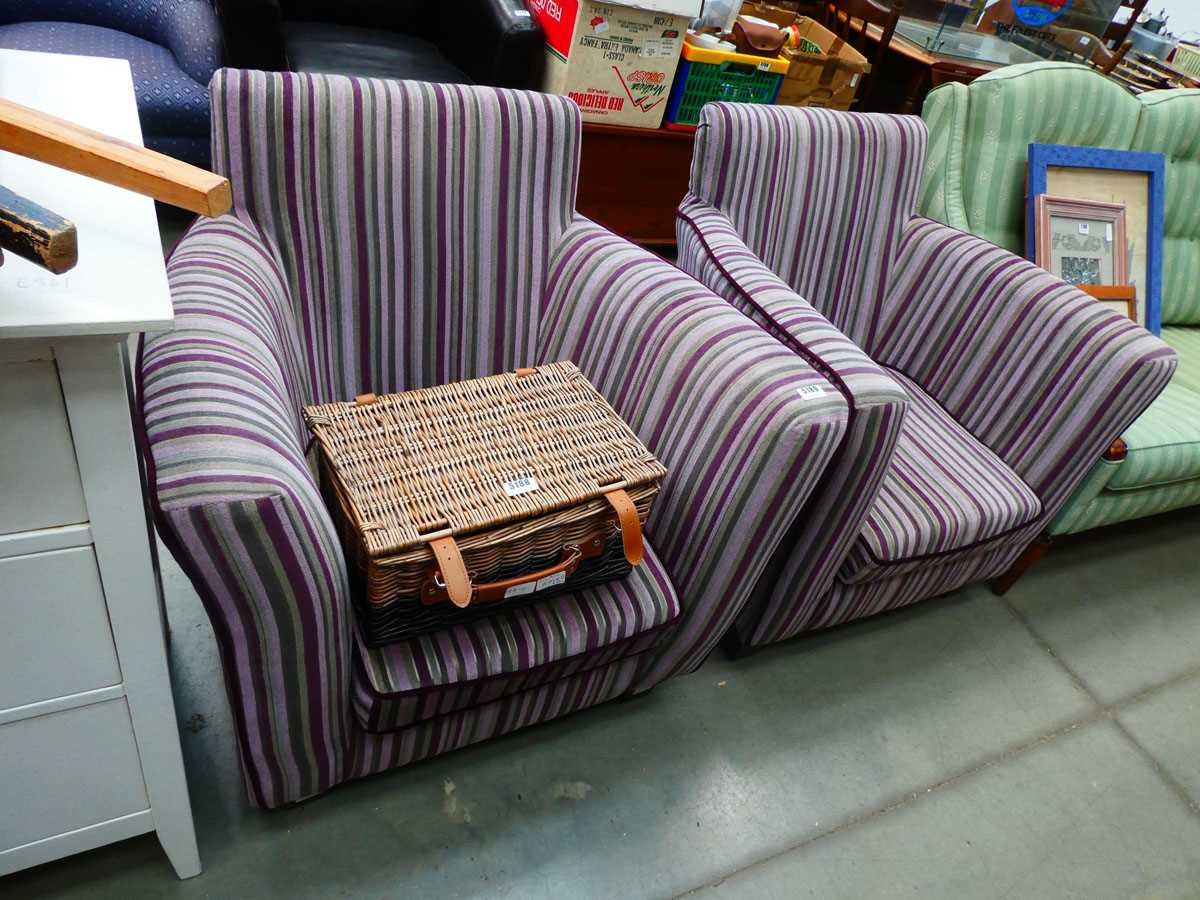 Pair of striped armchairs